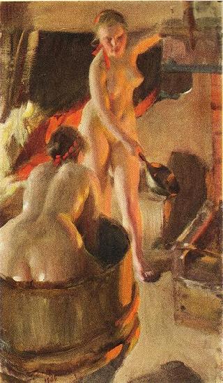 Anders Zorn Girls from Dalarna in the sauna oil painting image